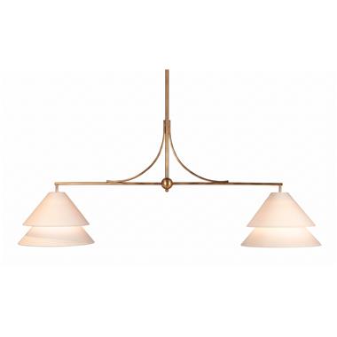 Halo Two Arm Bar Pendant 15 Deep - Soft Brass/Linen Shade